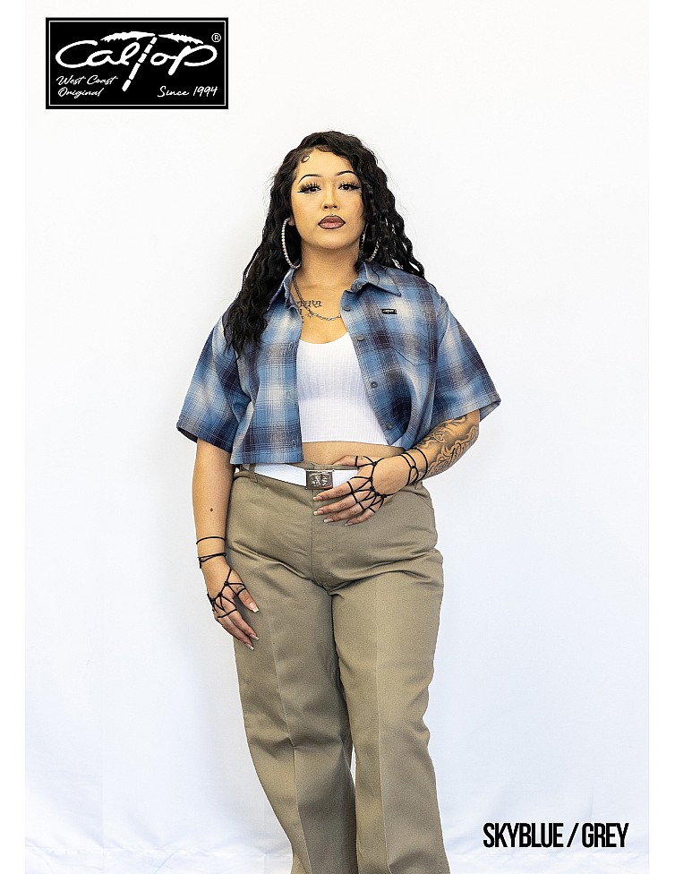 2000 S/S Girls Crop Tops : SKY BLUE-GREY